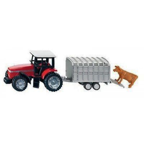 Siku 1640 MF tractor met veewagen en koe Schaal 1 : 87