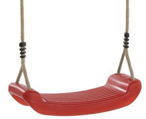 Kunststof schommelzitje in de kleur Rood met ph touw