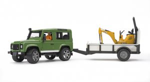 Bruder 2593 Terreinwagen Land-Rover Defender met trailer+ JCB