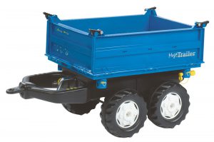 RollyToys Mega trailer blauw aanhangwagen 3-zijdige kipper