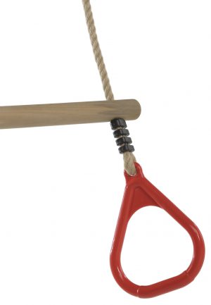 Houten Trapeze met kunststof ringen (PH-touwenset) Rood