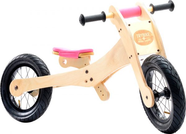 Trybike Pink - houten 4-in-1 loopfiets