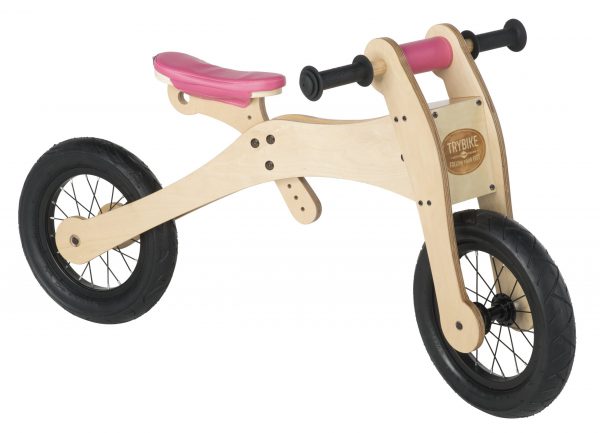 Trybike Pink - houten 4-in-1 loopfiets