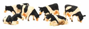 Set van 6 zwart-bonte koeien Kidsglobe