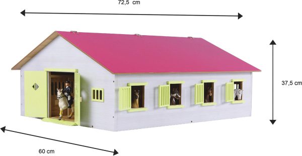 KidsGlobe Paardenstal met 7 boxen Pink-White Kids-Globe