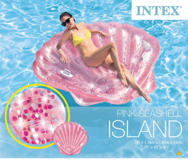 Pink Seashell Island - Intex luchtbed 178 x 165 x 24 cm.