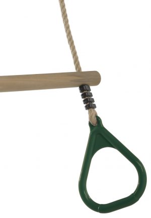 Houten Trapeze met kunststof ringen (PH-touwenset) Groen