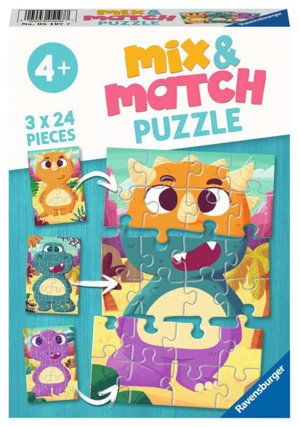 Kinder-Puzzel Mix & Match Schattige dino's - Ravensburger