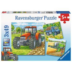 Landbouwvoertuigen Puzzelbox Ravensburger 3 x 49 stukjes