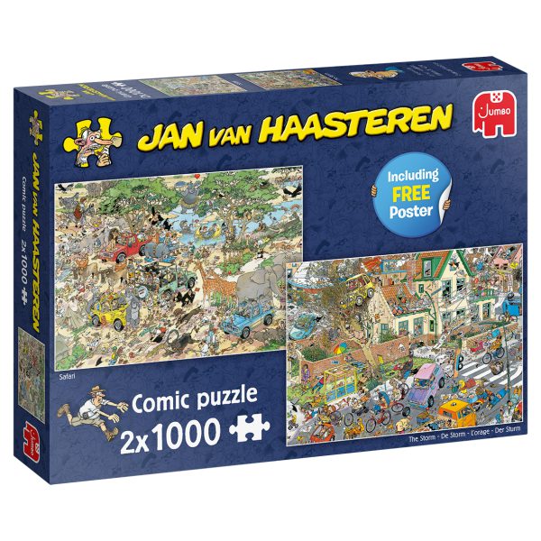 Jumbo 19001 Puzzel Jan-van-Haasteren Storm & Safari 2 x 1000 stukjes