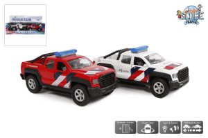 KidsGlobe Politie+Brandweerauto 4x4 met geluid en zwaailicht