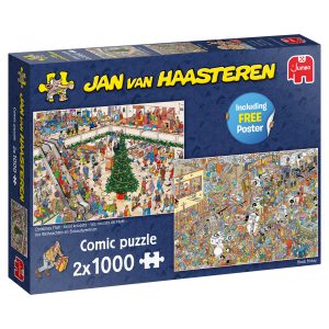 Jumbo 20033 2 Puzzels Shoppen voor de Feestdagen Jan van Haasteren 2x1000