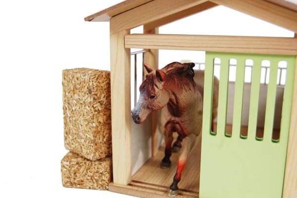 Kidsglobe Paardenbox Paardenstal 1 box Rose/Wit Schaal 1:24
