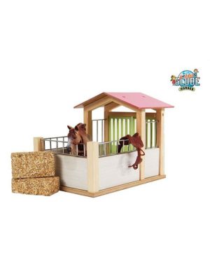 Kidsglobe Paardenbox Paardenstal 1 box Rose/Wit Schaal 1:24