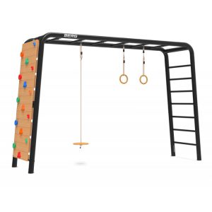 BERG PlayBase Large met duikelrek en ladder (schotelschommel, houten ringen en klimwand)