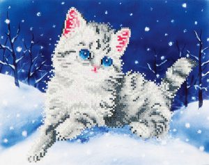 Diamond Dotz Kitten in the snow 35x27cm. DiamondPainting