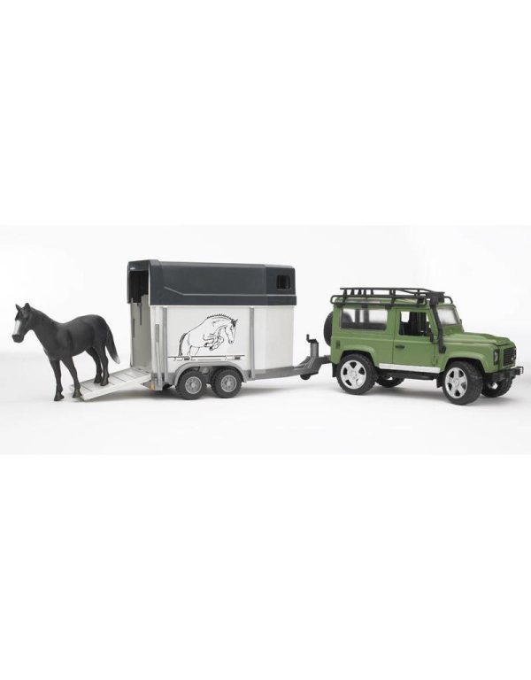 Bruder 2592 Terreinwagen Land-Rover Defender met paard en trailer
