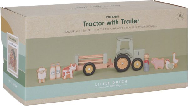 Little Dutch LD7149 Tractor met trailer Little Farm FSC hout