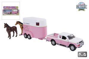 KidsGlobe 520124 Mitsubushi Pick-Up met paardentrailer en paard