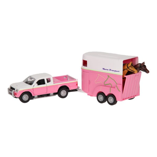 KidsGlobe 520124 Mitsubushi Pick-Up met paardentrailer en paard