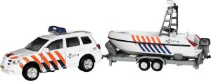 Kidsglobe 521577 Politieauto Mitsubishi met trailer en boot incl accessoires