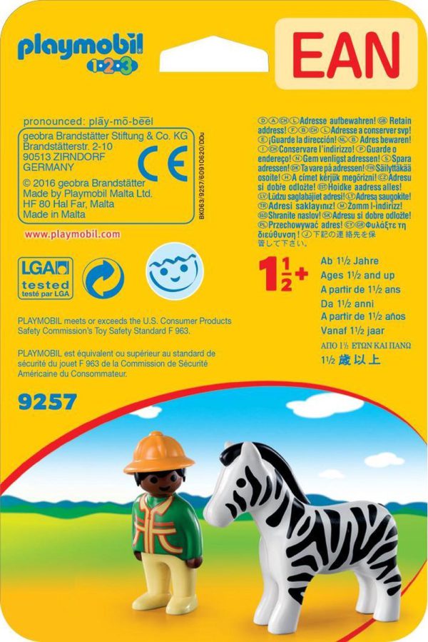 Playmobil 1-2-3 9257 Dierenverzorger met zebra