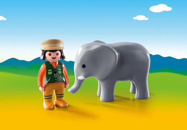 Playmobil 1-2-3 9381 Dierenverzorgster met olifant