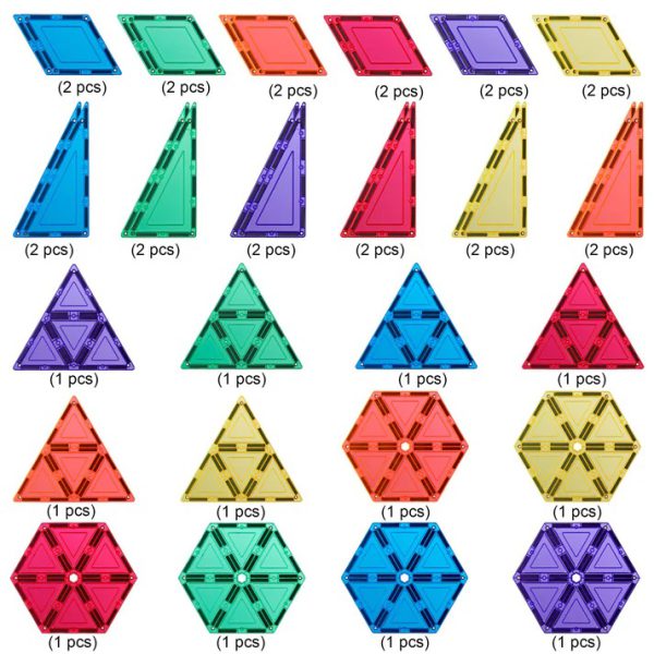 Magnetic Tiles GeometricPack 36 LearnGrowToys Magnetisch Speelgoed