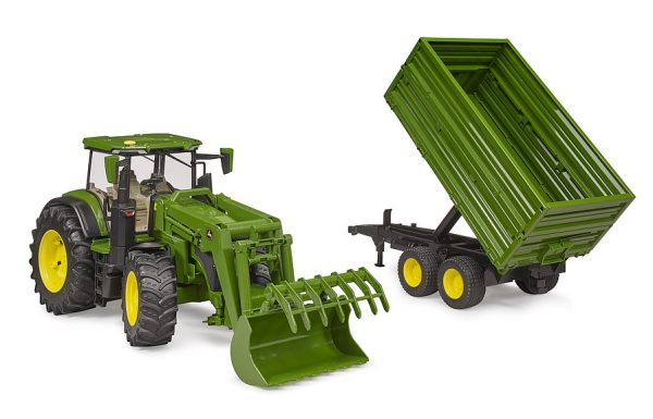 Bruder 3155 JohnDeere 7R-350 + voorlader en aanhangwagen