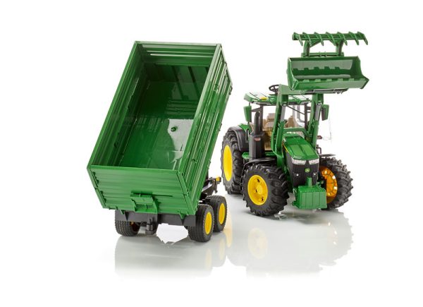 Bruder 3155 JohnDeere 7R-350 + voorlader en aanhangwagen