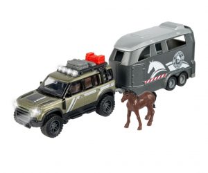 Majorette LandRover met Paardentrailer met licht en geluid